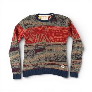 Koto Sweater Mens M Multicolor Crewneck Long‎ Sleeve Knit Geometric Pattern